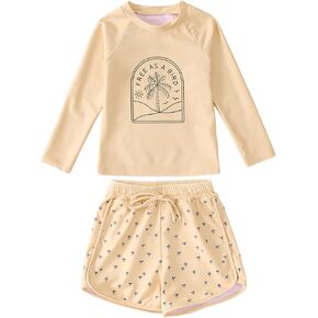 Toddler Baby Boys Swimsuit Trunk Rashguard Set 2pcs Swimwear Bathing Suit Long Sleeved Sunsuit Swim Shirt UPF 50+