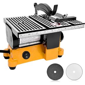4" Mini Table Saw, 60W 110V Portable Miter Saw Table Saw Bench Electric Cutting Machine for DIY Handmade Woodworking Crafts, with 3 Blades