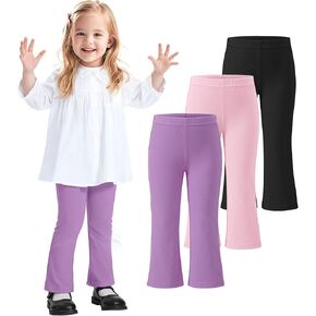 3 Pack Baby Girls Flare Leggings Toddler Bell Bottoms Pants Infant Girl Soft Cotton Clothes Size 18M-5T