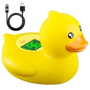 b&h Rechargeable Baby Bath Thermometer, Digital Floating Shower Thermometer for Newborn Bathtub and Room, Upgraded Turn Off Function, Fast Temperature Reading, Safety Infant Bath Time Toy (Baby Duck)