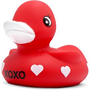 4E's Novelty 3" Valentines Rubber Duck - Large Red XOXO Sweetheart Rubber Ducky for Valentines Day Decoration, Idea, Duck for Jeep Ducking, or Bath Toy, Cake Topper