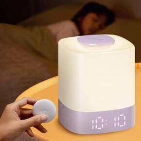 Lyridz Nursery Night Light for Kids, Portable Breastfeeding Night Lamp for Baby with Digital LED Clock, Remote Control, Rechargeable, Dimmable, 3 Colors