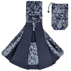 CUBY Wrap Baby Sling Carrier, Baby Wraps Sling Carrier Adjustable Breathable Lightweight Easy to Wearing - Baby Slings for Newborn Infant Toddler Front & Hip Carry Up to 40lbs(Dark Blue Floral)