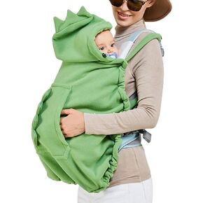 Stroller Cover Baby Carrier Cover Newborn Hooded Stretchy Cloak Reversible, Cloak Kangaroo Hoodie for Mom Baby, Suit for All Seasons -Green