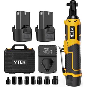 VTEK 12V Cordless Ratchet Wrench, 400RPM 3/8" Power Ratchet Wrench,Variable Speed Trigger, 40Ft-lbs Electric Ratchet Wrench
