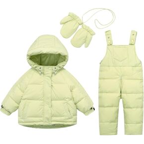 Baby Girl Winter Hooded Snowsuit Bib Coat Toddler Boy Ski Snow Suit Pant Jacket