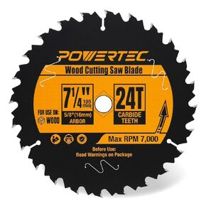POWERTEC Multi-Material Cutting Blade - 14 inch Cold Saw Blade, 1" Arbor Metal Saw Blade, 36T TCG Cemented Carbide Teeth - Cuts Aluminum, Steel, Iron, Plastic & Wood - 1600 Max RPM - 14013