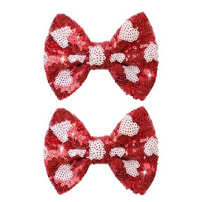 Red Sequin Valentine's Hair Clips Red Love Heart Hair Bows for Girls Red Alligator Clips Sparkly Glitter Valentine's Day Hair Accessories for Children Toddler Teenage Girls Kids Gift
