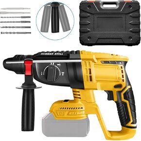 Cordless Rotary Hammer Drill for Dewalt 20V Max Battery, Brushless SDS Plus Rotary Hammer, 4 Modes, 0-4500 BPM, 2.7 Joules Impact Energy, with 360°Auxiliary Handle and 4 Drills (No Battery)