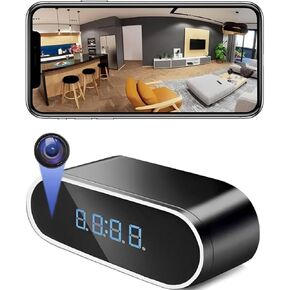 AkbuonMini Camera Clock Concealed Camera Alarm Clock WiFi Spy Camera 1080P Concealed Nanny Camera Home Office Security Night Vision Sports Detection