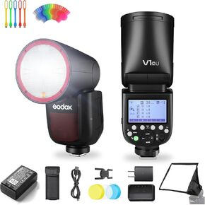 Godox V1-C U Flash for Canon, Godox V1 C U HSS TTL Round Head Speedlight with Accessories Kit for Portrait, Event, Travel, Wedding Photography