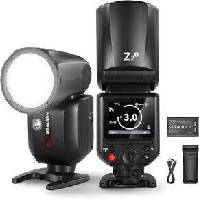 NEEWER Z2-F 2.4G TTL Round Head Camera Flash Speedlite Compatible with Fujifilm, 76Ws 1/8000s HSS Flash Upgraded UI, 2 Modeling Lamps TTL/M Quick TCM Switch 7.2V/3000mAh Battery 600 Full Power Flash