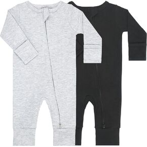 GUISBY Cotton Sleepers Footless Pajamas with Zipper and Mittens Long Sleeve Rompers for Baby in Kuwait