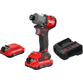CRAFTSMAN V20 1/4 Inch Cordless Impact Driver Kit with 2 Batteries and Charger (CMCF830D2)