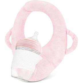 Bottle Holder for Baby Self Feeding，Baby Bottle Holder Hands Free, Bottle Propper for Baby, Portable Baby Bottle Holder, Adjustable Breastfeeding Pillows Support for Newborns with Side Handles(Pink)