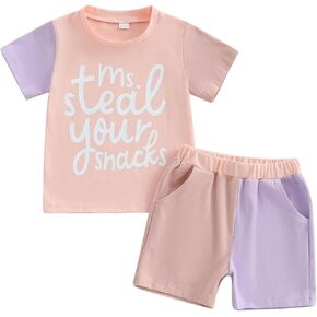 Toddler Baby Girls Summer Clothes Letter Short Sleeve T-shirt Top Shorts Sets Cute Newborn Infant Outfits 6M-3T