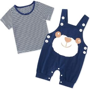 Baby Boys Clothes Set Summer Newborn Shorts Outfits 2pcs Short Sleeve T-shirt Top + Short Dungarees