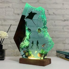 راتنج الاسترخاء مصباح مزاج مانتا راي راي أوشن ليلا الضوء مع 16 لون تغيير ديكور المنزل لعطلة عيد ميلاد هدية عيد الحب (النمط 1 ، 6 "× 4")