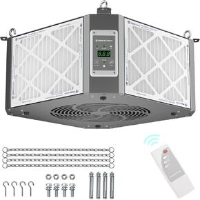 Abestorm 360 Degree Intake Air Filtration System Woodworking, 1350CFM Hanging Air Filter, Shop Dust Collector for Woodworking, Garage WorkShop, Built-in Ionizer, MERV-11 filter, DecDust 1350IG