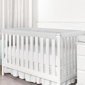 4pc Breathable Crib Rail Covers for Teething Sets, Edge Bumpers, Mesh Soft Edge Strip（Grey） (4pc-01)