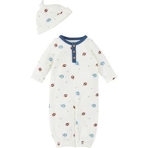 Mud Pie Unisex Baby Football Take-Me-Home Set, 0-3M White