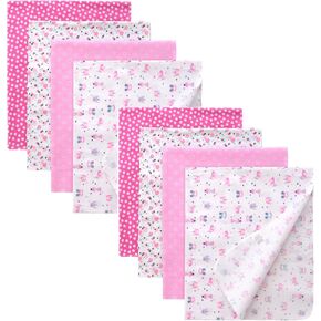 Gina Era Cotton Flannel Receiving Blankets Baby 8 Pcs, Baby Swaddle Blankets, Baby Flannel Blanket 30 X 30 Inch for Boy Girl (Style-10)