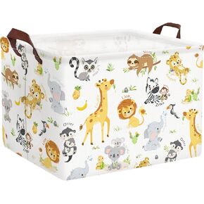 Clastyle Rectangular Baby Storage Basket Large Collapsible Kid Toy Bin Nursery Classroom Books Shelf Basket Shower Towel Gift Basket Giraffe Lion Elephant Pet Basket(Animal)