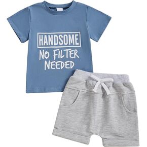 Toddler Baby Boy Summer Outfit Short Sleeve T Shirt Top Casual Shorts Set Infant Newborn Clothes 6 12 18 24 Month 2T