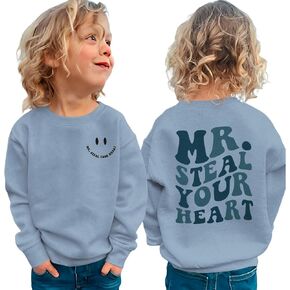 Boutikome Valentines Day Sweatshirt Toddler Baby Boy Mr. Steal Heart Terms Terts Long Sleve Pullover Spring Tops Tops Complements