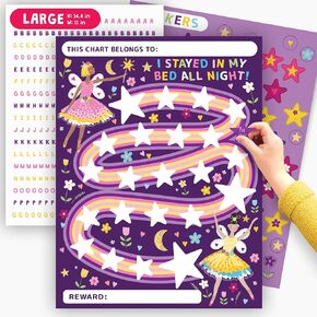 CENTRAL 23 Reward Chart with Stickers for Sleeping in Own Bedroom x 10 pcs- Pretty Fairies - Bedtime Routine Chart for Kids - Toddler Routine Chart Sleep Trainer - Activity Trackers for Girls
