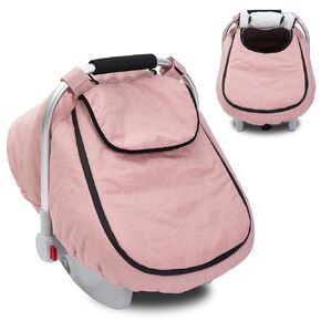 Winter Baby Car Seat Cover, Waterproof Carseat Cover with Zipper Peep Window, Warm Sherpa Fleece Lining, Universal Infant Car Seat Canopy Stroller Cover for Rain Snow Cold Weather