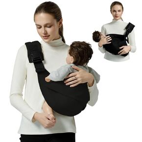 Baby Sling Carrier, Toddler Sling Carrier, Toddler Carrier Sling with Double Safety Buckle and Adjustable Shoulder Strap, Baby Carrier One Size Fits All, Black