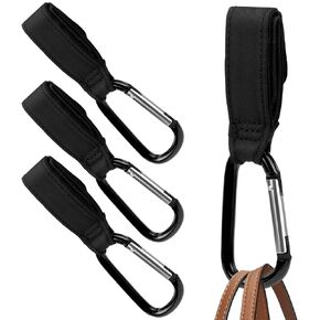 [4 Pack] Stroller Hooks for Bags to Organize Your Day Out - Secure Hold Stroller Hooks for Hanging Bags - Easy to Attach Stroller Clips for Bags - Portable Stroller Bag Hook - Stroller Hook