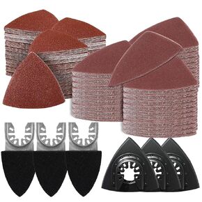 Aoozy 266 Multi Tool Sandpaper Kit for attaching Most Oscillating Tool Sanding Pads, Compatible With Most Bosch/Dewlta/Fein Brands, Multiple Grits Available, for Sanding Hardwoods,Metals,Wall Finishes