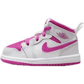 Jordan 1 Mid Baby/Toddler Shoes (FD8782-500, Iris Whisper/White/Fire Pink)
