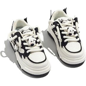 Panda Shoes Walking Sneakers for Women Y2K Platform Soft Comfortable Cute Panda Decor Black White US4-8