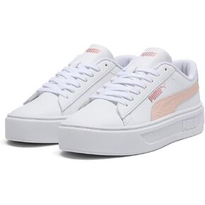PUMA Women's Smash Platform V3 Sneaker, Maze White-Island Pink-Rose Gold, 8