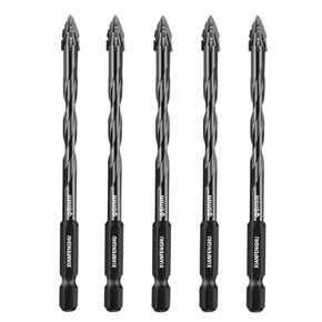 New Four-Flute Sawtooth Eccentric Drill Bit 5PCS, Masonry and Concrete Drill Bit for Glass Tile Ceramic Marble Stone Wood and More in Sizes 1/4" 1/4" 5/16" 3/8" 1/2"