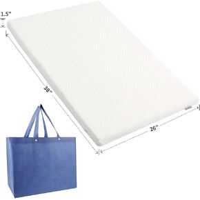 Waterproof Pack and Play Crib Mattress Pad for Travel (38"x26"x1.5") with Carry Bag,Playard Mattress for Pack and Play,Pack N Play Mattress Topper with Washable Cover