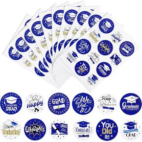 10 Pack 2025 Graduation Stickers Blue Class of 2025 Round Label Stickers 2025 Congrats Grad Adhesive Stickers Graduation Sealing Decal for Candy Bag Gifts Wrapping Grad Party Decor Supplies