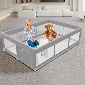 Baby Playpen 74x50 inch, Playpen for Babies and Toddlers, Baby Play Pen Design with External Zipper Gate, Baby Play Yard with Non-Slip Suction Cups on The Bottom, Baby Fence in Kuwait