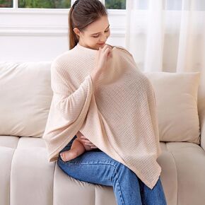 Knit Nursing Cover for Baby Breastfeeding, Breathable and Soft, Wide Neck with Stretch for Easy View (Grey)
