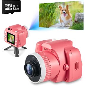 Kids Camera with Projector, Big Screen 1080P Video Recording Camera with Tripod and 32GB SD Card, Christmas Birthday Gifts Portable Toy for 5 Girls and Boys (Blue)