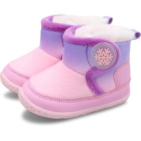 L-RUN Baby Boots for Infant Toddler Boys Girls Ankle Warm Suede Plush Lining House Slippers Little Kids Winter Shoes for Indoor Outdoor Walking