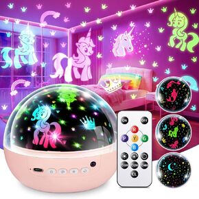 Toddler Night Light for Kids,【93 Lighting Effects+3 Films】 Kids Night Light Projector, Dimmable+Remote Star Projector, 360° Rotate+Slient Star Lights for Ceiling Projector