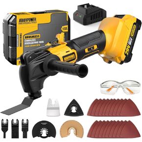 ALLOYPOWER 20V Cordless Multi-Tool, Brushless Motor, 22000 OPM, 4° Oscillating Angle, 2000mAh Battery, Quick Blade Change, 22 Pcs for Cutting/Grinding