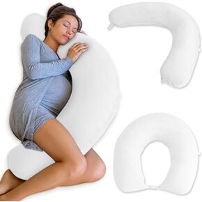Pharmedoc Crescent Pregnancy Pillows - Body Pillow for Adults - Side Sleeper – Maternity and Nursing Pillow Breast Feeding - Pregnancy Must Haves - Air White