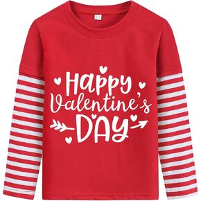 DDSOL Boys Toddler Valentines Shirt Dinosaur Monster Truck Tractor Long Sleeve T-Shirt Love Hearts Tee Top Kid Clothes in Kuwait