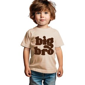Toddler Baby Boy Big Bro Chenille Patch T-Shirt Big Brother Announcement Tees Kid Summer Short Sleeve Shirt Tops