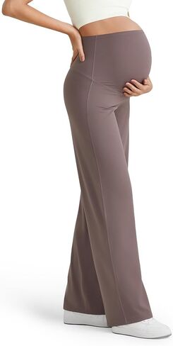 G4Free BareFeel Maternity Yoga Pants Pregnancy Slacks Over the Belly | Bump-Friendly Coverage,Wide Leg Design,Lycra Blend,Extremely Soft,Skin-like Touch,for Work Casual Wear in Saudi Arabia